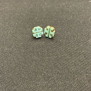 Tory Burch Enamel T Logo Stud Earrings